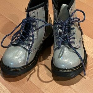 Dr. Martens Silver Glitter Boots with Black Soles